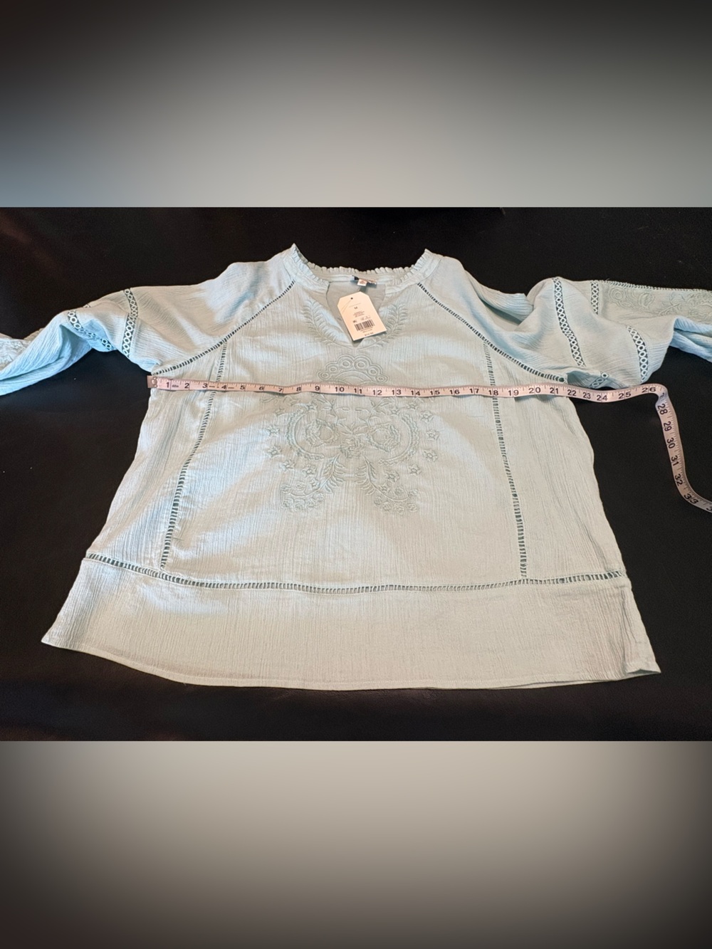 Wonderly Bath Blue Embroidered Women’s Cotton Blouse. Size M NWT - Picture 8 of 11